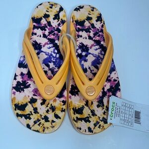 Crocs Mania Tie-Dye Flip Flops - orange and Purple size W 9 women